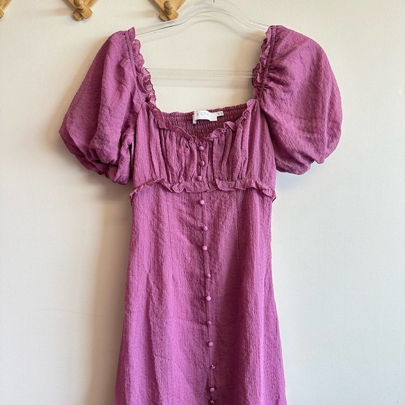 NEW ASTR The Label Rocco Dress Orchid Fuchsia Cottage Ruffle Puff Sleeve Size XS - Picture 7 of 16